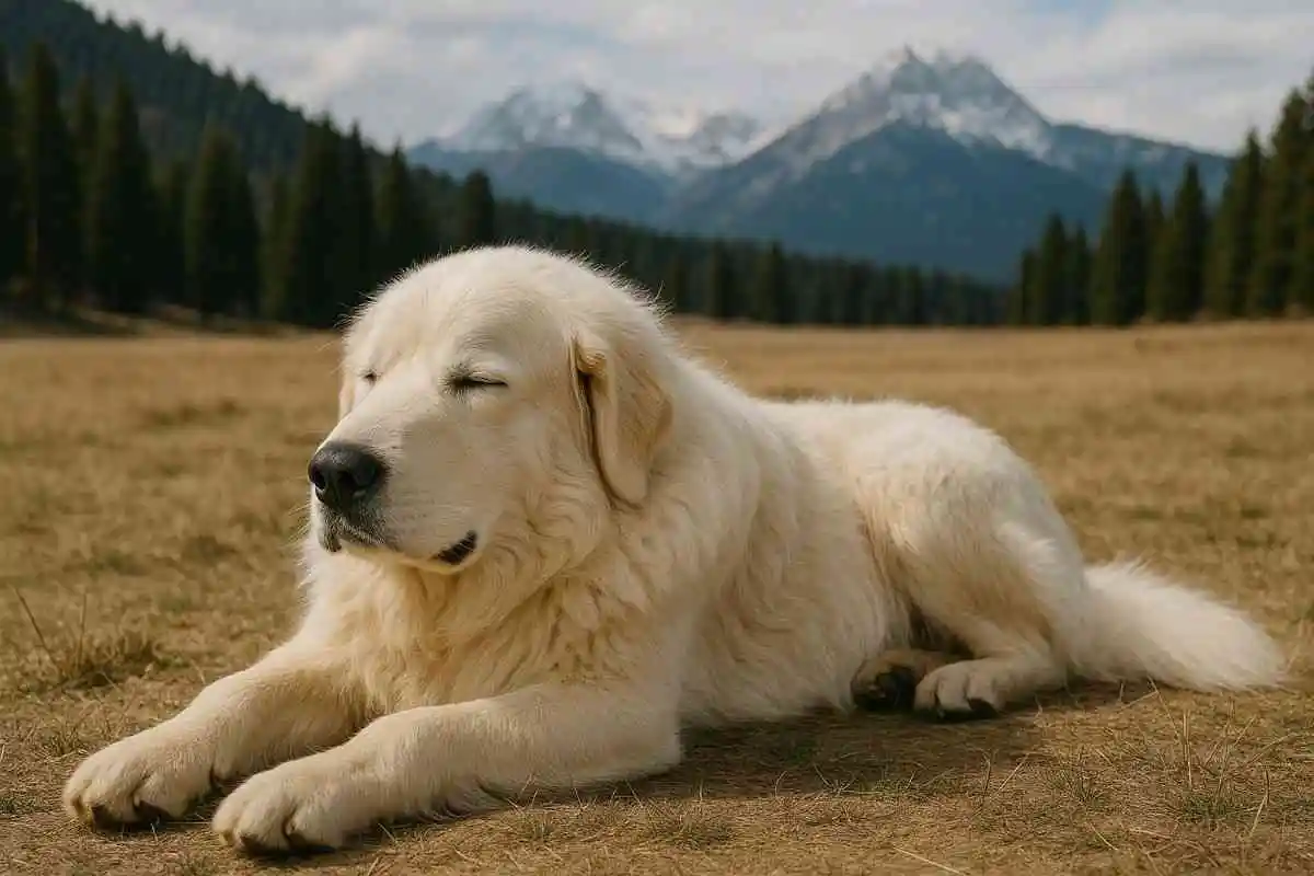 Colorado mountain dog relaxing