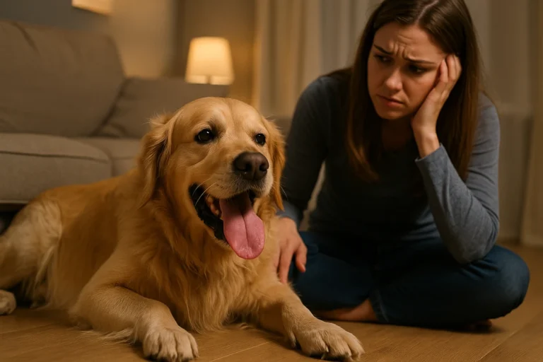 Concerned Woman Wondering Why Is My Dog Panting at Night